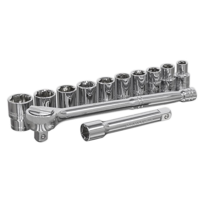 Seigen by Sealey Socket Set 12pc 1/2"Sq Drive 6pt WallDrive Metric S0505 Sealey  - Dynamic Drive