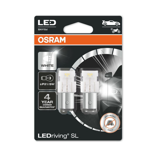 Osram LED P21/5W White Sidelight Bulbs 12v 1.7W BAY15d (381 P21/5W) 7528DWP-02B Osram  - Dynamic Drive