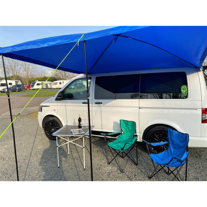 Campervan Awning Sun Canopy Sunshade Motorhome for 4 or 6mm Rail Blue T4 T5 T6 Maypole  - Dynamic Drive