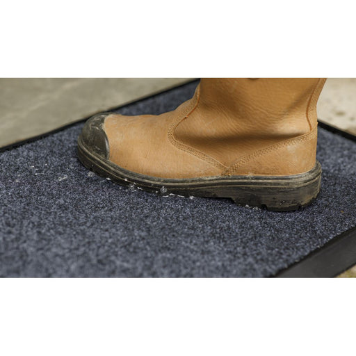 Sealey Rubber Disinfection Mat With Removable Polyester Carpet 450 x 750mm DRM01 Sealey  - Dynamic Drive