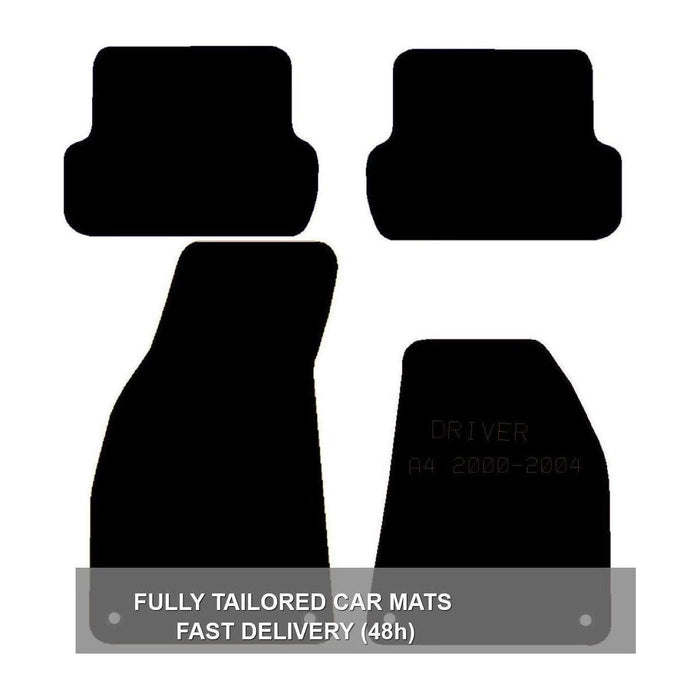 Fully Tailored Black Rubber Car Mats for Audi A4 02-05 Set of 4 With 4 Clips UKB4C  - Dynamic Drive