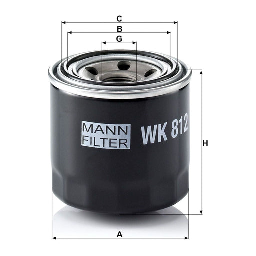 Genuine Mann Fuel Filter for Daihatsu Fourtrack 2.8Td 10/93 WK812 Mann & Hummel  - Dynamic Drive