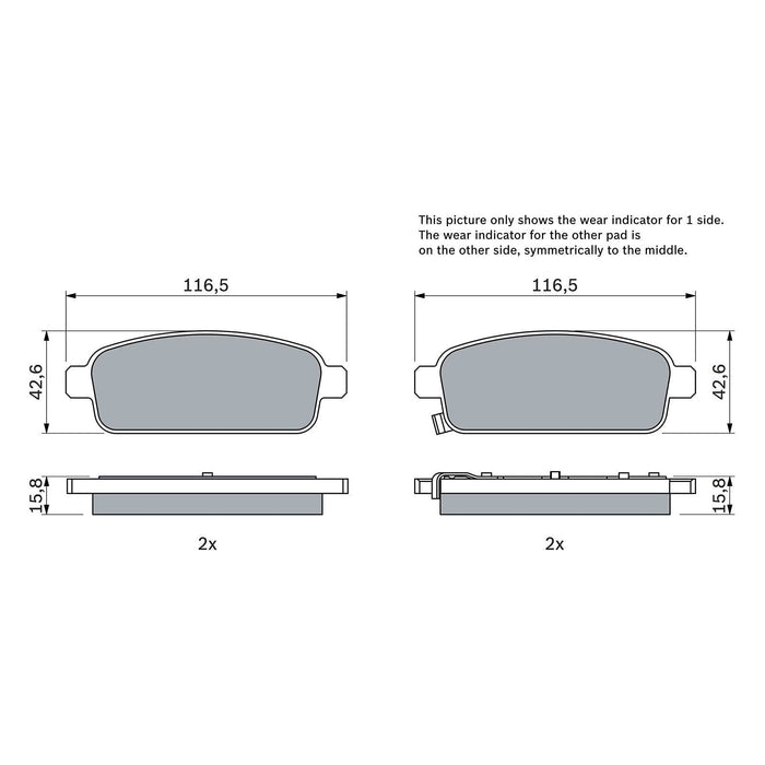 Genuine Bosch Brake Pad Set Bp1357 fits Vauxhall Mokka X ECOTEC - 1.4 - 16- 0986