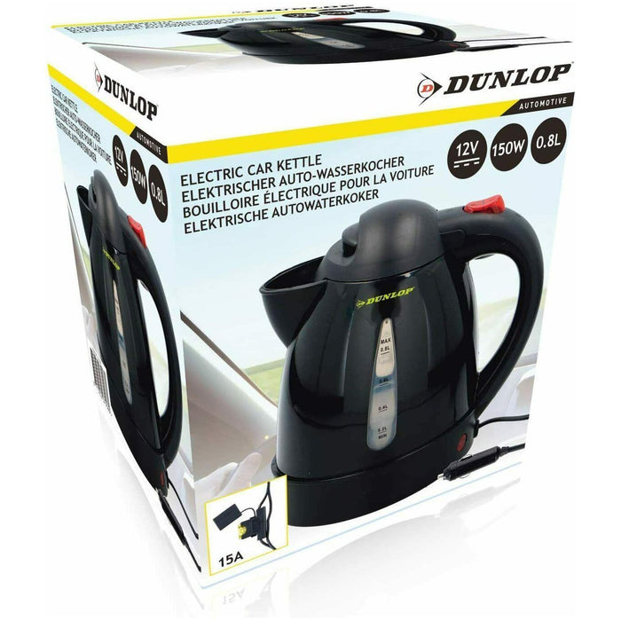 12V In Car Dunlop Kettle 0.8 Litre 150W 12 Volt Caravan Van 4X4 Boat Travel