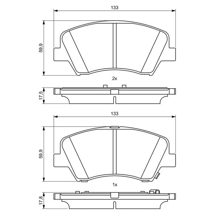 Bosch Brake Pad Set Bp1118 fits Land Rover Evoque Range Rover  SD4 - 2.2 - 11-19