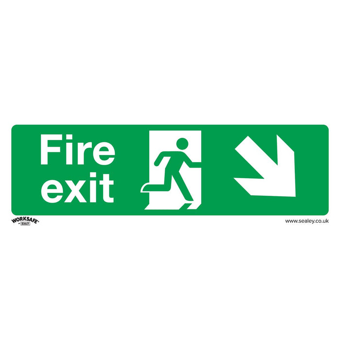 Sealey Safe Conditions Safety Sign Fire Exit (Down Right) Self-Adhesive Vinyl Sealey  - Dynamic Drive