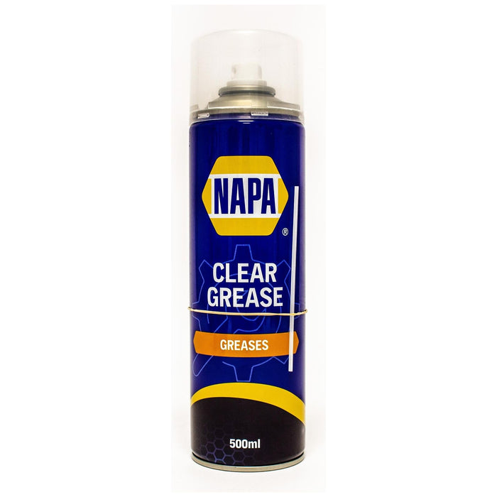 NAPA Clear Spray Grease 500ml Water Resistant Aerosol Lubricant PTFE Chain