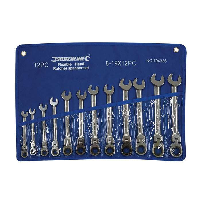 Silverline Flexible Head Ratchet Spanner Set 12pce 8 - 19mm 794336