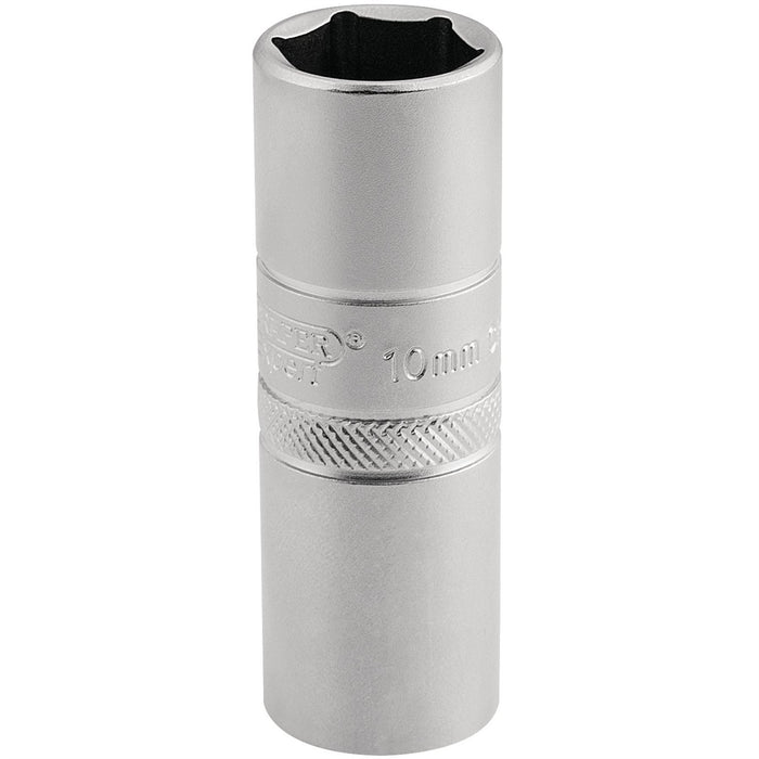 Draper 10mm Thread 6 Point Satin Chrome Spark Plug Socket, 1/2" Sq. Dr., 16mm Draper  - Dynamic Drive