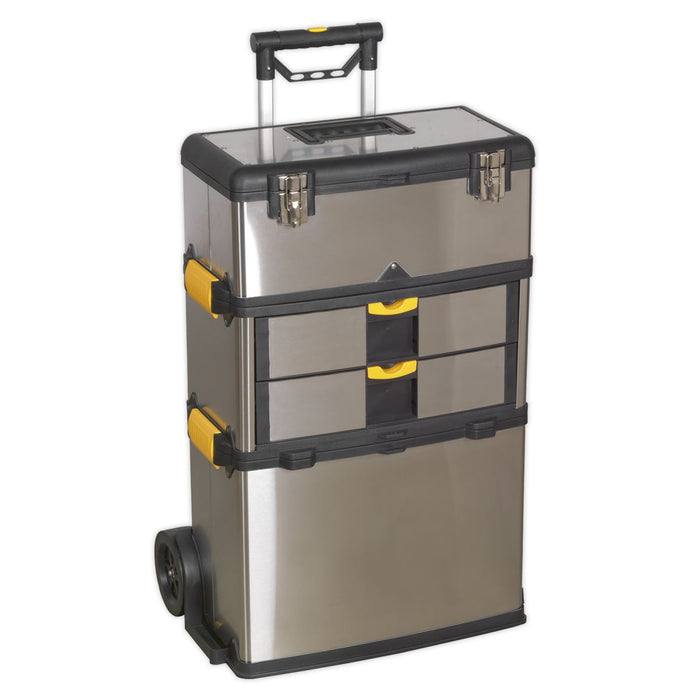 Sealey Mobile Stainless Steel/Composite Toolbox 3 Compartment AP855 Sealey  - Dynamic Drive