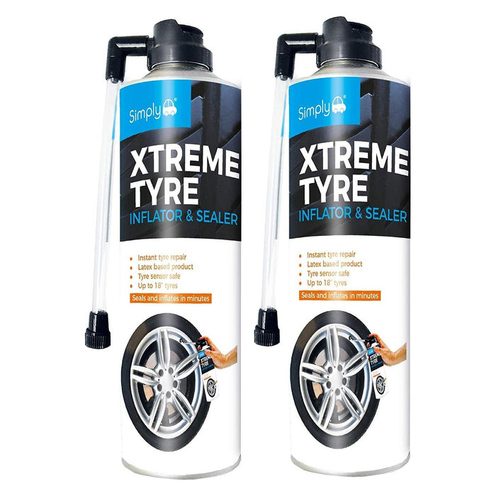 2 x Car Tyre Seals & Inflates Instant Sealant Inflator Puncture Weld Repair Simply  - Dynamic Drive