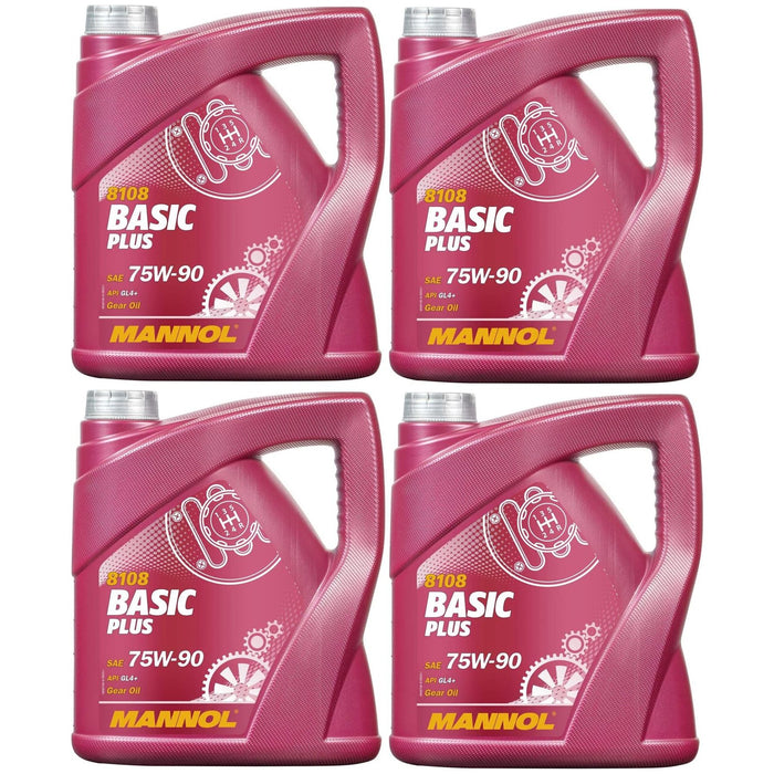 4x Mannol Basic Plus 75W90 GL 4+ FULLY SYNTHETIC GEAR OIL 4 Litre API GL 4+ Mannol  - Dynamic Drive