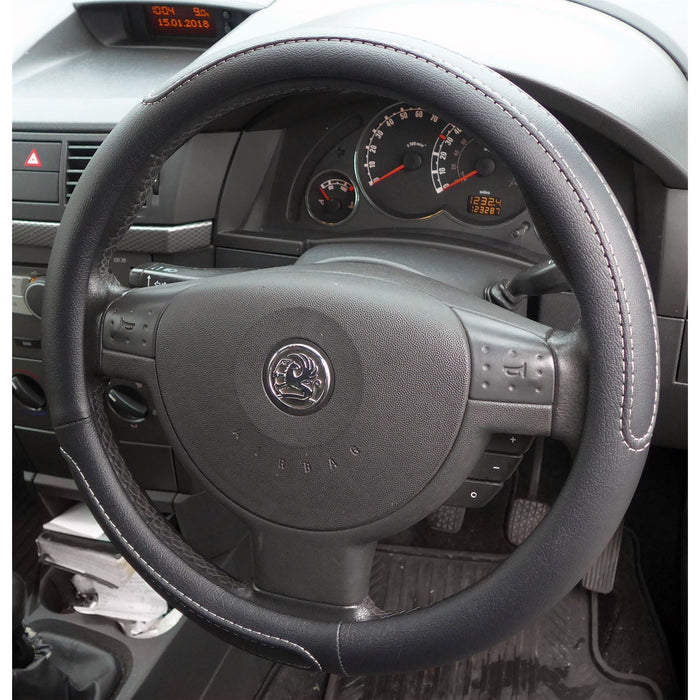 Black Steering Wheel Cover Soft Grip Leather Look for Agila All Models UKB4C  - Dynamic Drive