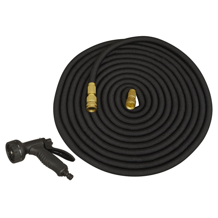 Sealey Ø17mm Expandable Garden Hose Black 15m Premium GH15E Sealey  - Dynamic Drive