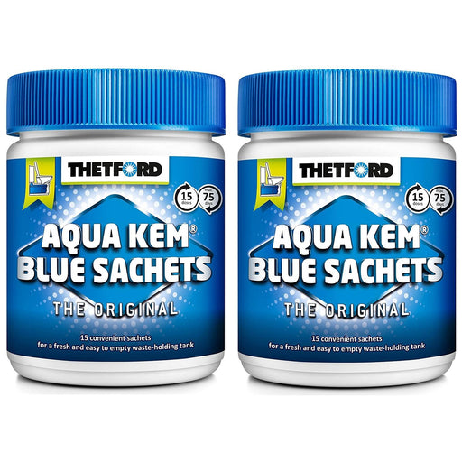 2x Thetford Aqua Kem Chemical Toilet Blue Bags 15 Sachets Motorhome Camping Thetford  - Dynamic Drive