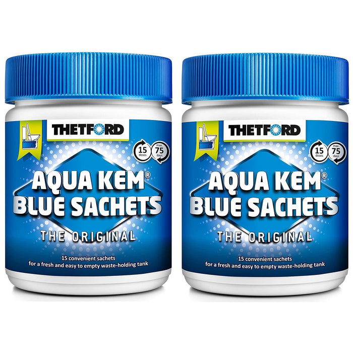 2x Thetford Aqua Kem Chemical Toilet Blue Bags 15 Sachets Motorhome Camping Thetford  - Dynamic Drive