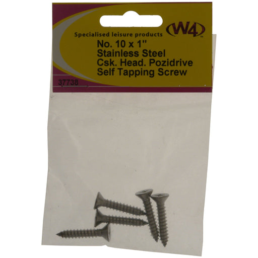 MDS1203 W4 No 10 x 1 Stainless Steel Self Tapping Counter Sunk Screw 5 pack 37738 W4  - Dynamic Drive