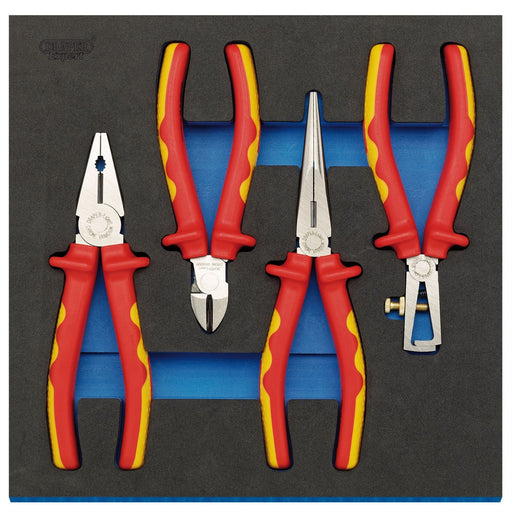 Draper VDE Approved Fully Insulated Plier Set in 1/2 Drawer EVA Insert Tray (4 P Draper  - Dynamic Drive