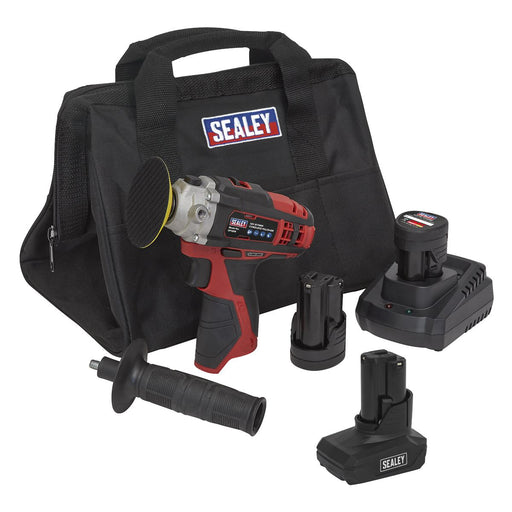 Sealey Cordless Polisher Kit71mm 12V 3 Batteries CP1205KITB Sealey  - Dynamic Drive