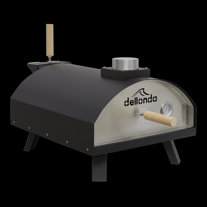 Dellonda Portable Wood-Fired 14" Pizza Oven and Smoking Oven Black/Stainless Steel Dellonda  - Dynamic Drive