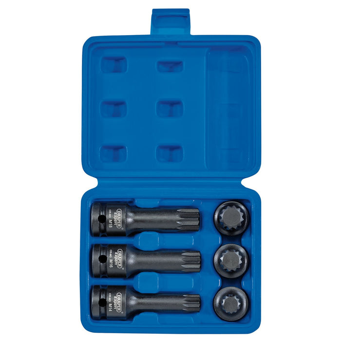 Draper Impact Spline Bit Set, 1/2" Sq. Dr. (6 Piece) 28881