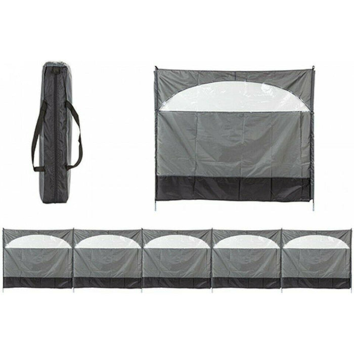 5 Panel Wind Break Screen Windbreaker 8.35m x 150cm Grey Summit  - Dynamic Drive