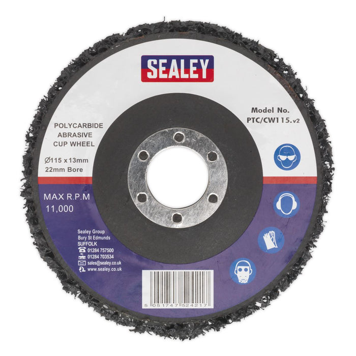 Sealey 115mm Polycarbide Abrasive Cup Wheel Paint Rust Removal Angle Grinder Sealey  - Dynamic Drive