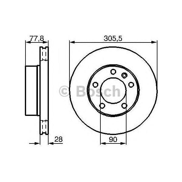 Bosch Brake Disc Single Bd895 fits Vauxhall Movano CDTi - 2.5 - 06-10 0986479001