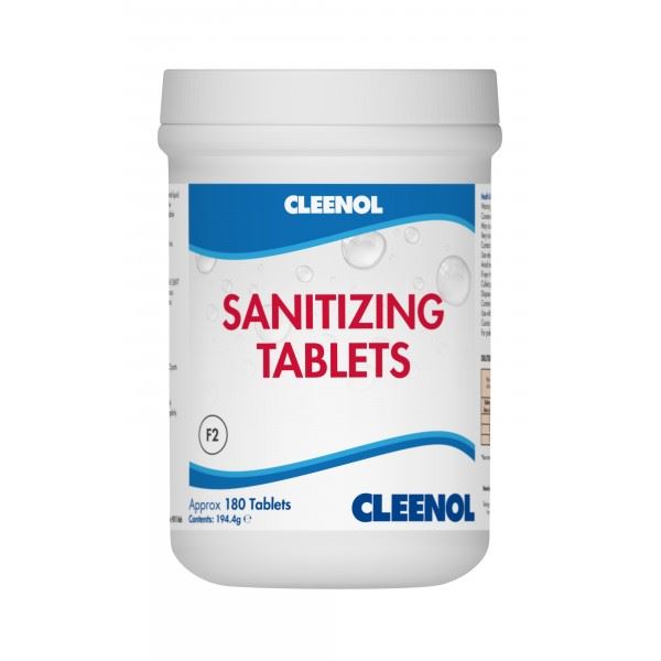 Cleenol Water Sanitising Tablets Tub 180 Ideal Home Camping Motorhome Caravan Cleenol  - Dynamic Drive