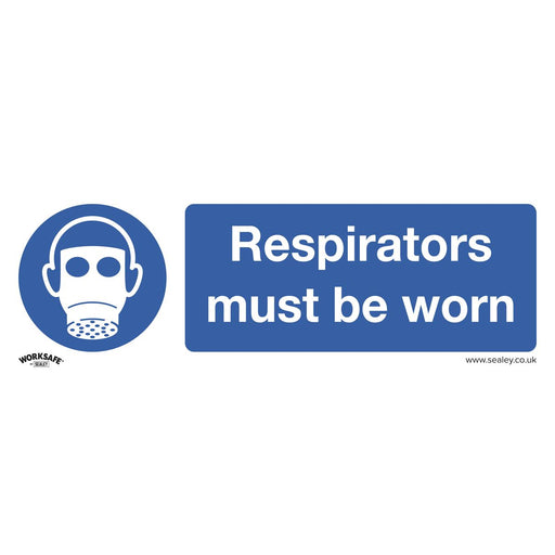 Sealey Mandatory Safety Sign Respirators Must Be Worn Self-Adhesive Vinyl Sealey  - Dynamic Drive