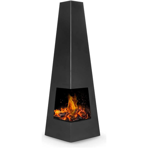 Dellonda Chiminea Wood Burner Heater for Outdoors W45cm x H150cm - Black Steel Dellonda  - Dynamic Drive