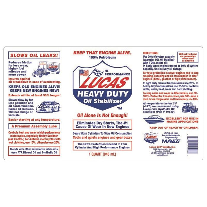 2 x Lucas Heavy Duty Engine Gearbox Oil Stabilizer Treatment Additive Extends Life Town Tools  - Dynamic Drive