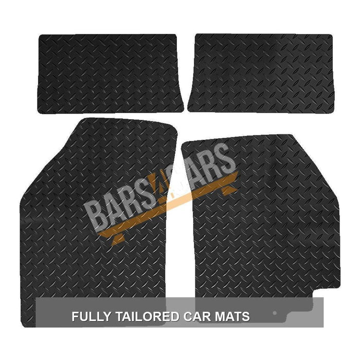 White Trim Tailored Black Rubber Car Mats for Suzuki Alto 09> Set of 4 With 1 Clips UKB4C  - Dynamic Drive