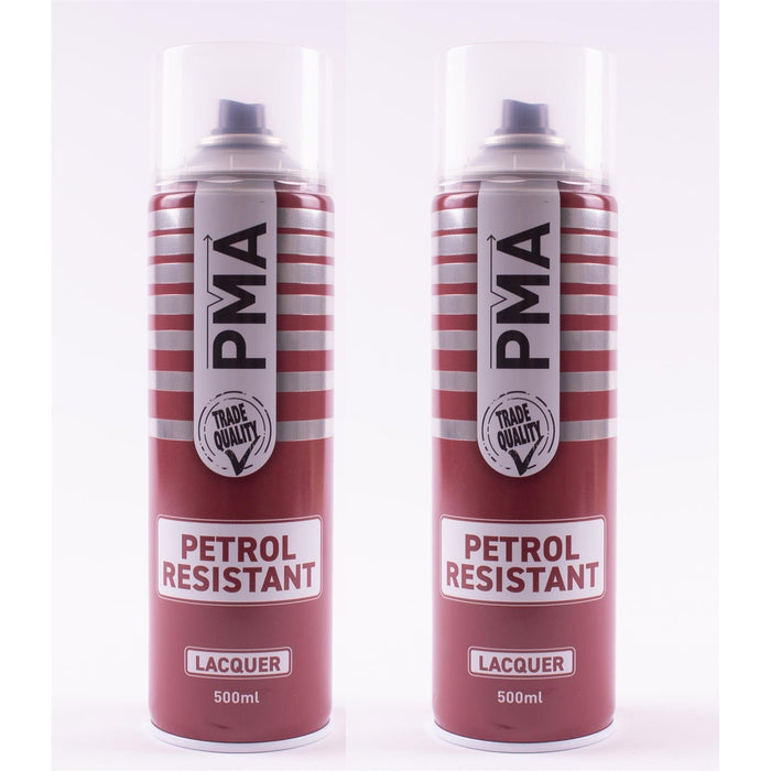 2x PMA Professional Petrol Resistant Lacquer 500ml Spray Paint High Coverage