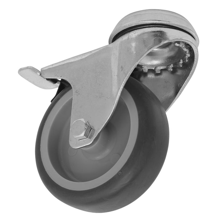 Sealey Medium-Duty Thermoplastic Bolt Hole Castor Wheel with Total Lock75mm Trad