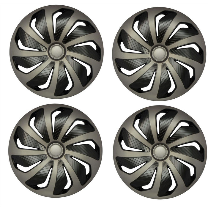 Black & Graphite 16" Set of 4 Car Wheel Trims Hub Caps Versaco  - Dynamic Drive