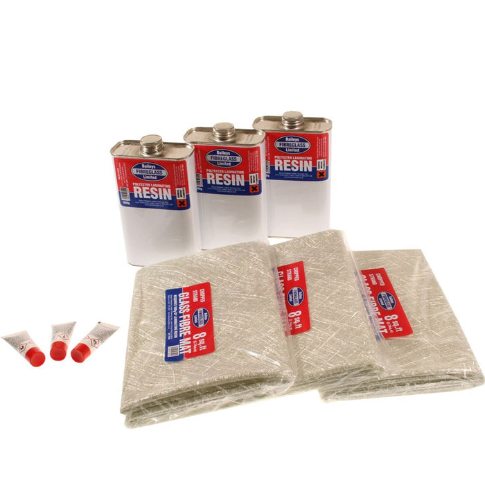 Baileys Fibreglass Repair Kit 24Sq ft with Resin, Matting, and Tools Baileys  - Dynamic Drive