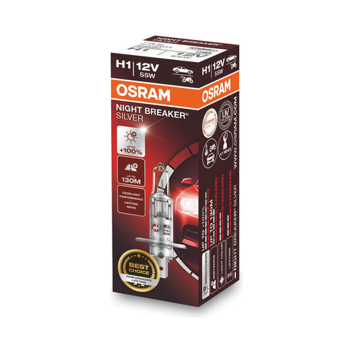 Osram NIGHT BREAKER SILVER H1, +100 percent more brightness, halogen headlamp, 6 Osram  - Dynamic Drive