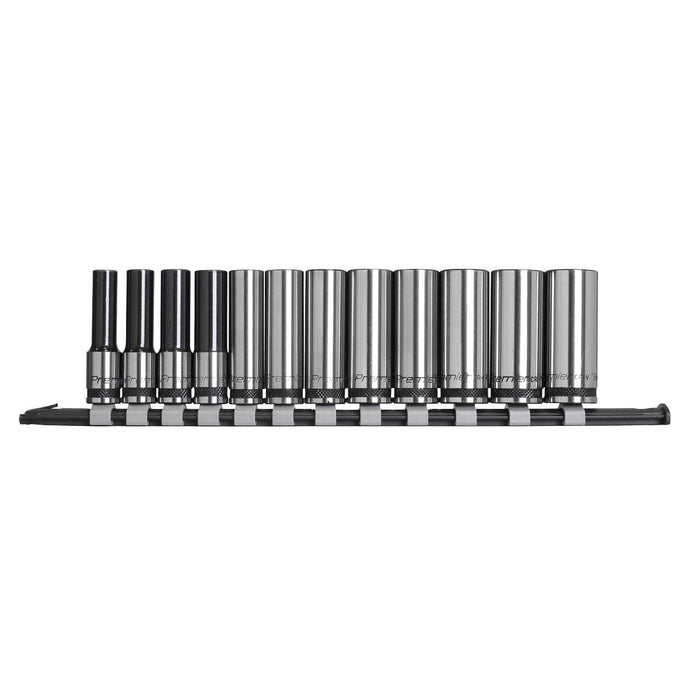 Sealey Socket Set Deep 12pc 3/8"Sq Drive Metric Black Series AK7993