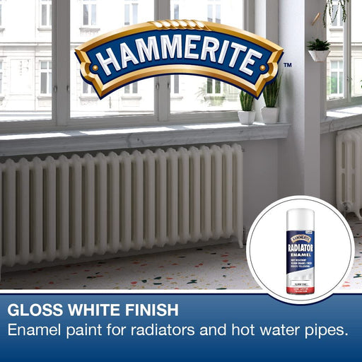 Hammerite Radiator Aerosol Paint - Gloss White - 400ml Hammerite  - Dynamic Drive