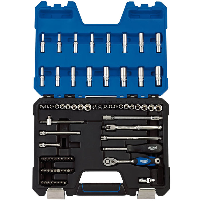 Draper MM/AF Combined Socket Set, 1/4" Sq. Dr. (75 Piece) 16448