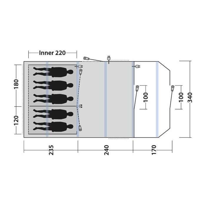 Outwell Stonehill 5 Berth Air Tent Four Room Tunnel Inflatable Tent Outwell  - Dynamic Drive