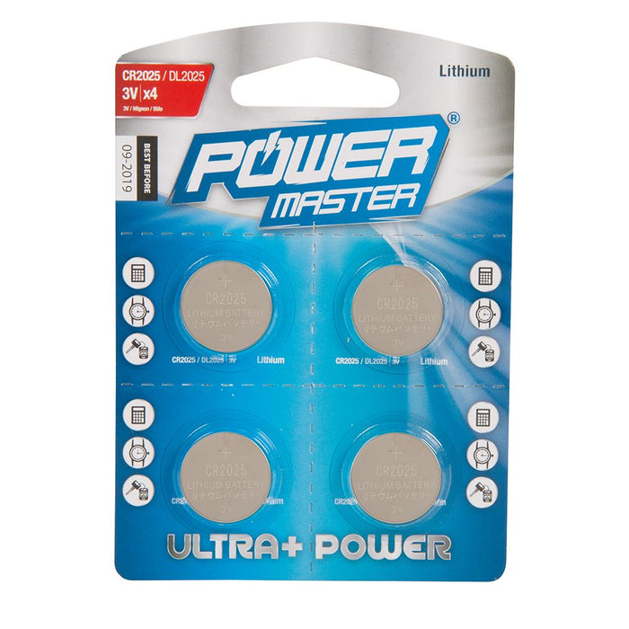 PowerMaster Lithium Button Cell Battery CR2025 4pk CR2025 458775