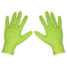 Diamond Grip Extra-Thick Nitrile Powder-Free Gloves Hi-Vis Green Large Pack  50 Sealey  - Dynamic Drive