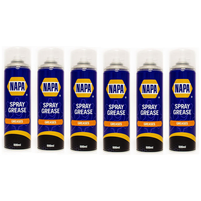 6x NAPA Grease Spray Multi Purpose Protects & Lubricates 500ml Napa  - Dynamic Drive