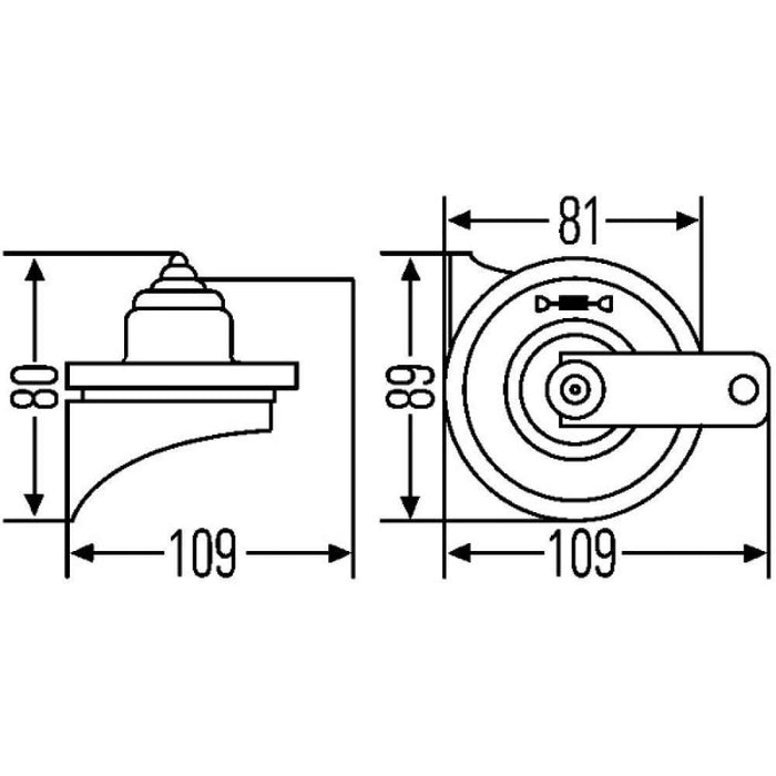 Hella Trumpet Horn TE16 12V 110dB(A) High Tone 3FG 007 424-011 Hella  - Dynamic Drive