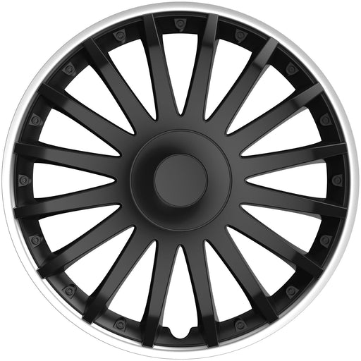 4x Wheel Trims Hub Caps 15" Covers in Black with Silver Rim UKB4C  - Dynamic Drive