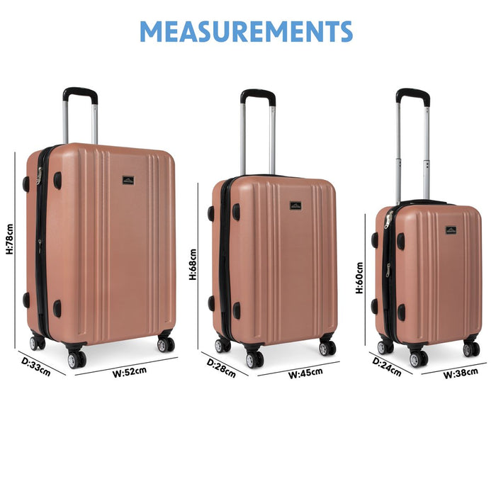 Dellonda 3-Piece Lightweight ABS Luggage Set with TSA Lock  Rose Gold