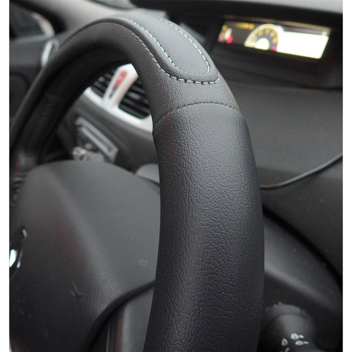 Black Steering Wheel Cover Soft Grip Leather Look for Wind UKB4C  - Dynamic Drive