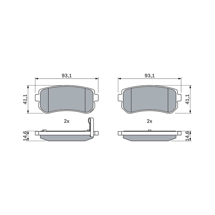 Genuine Bosch Brake Pad Set Bp1051 fits KIA Picanto CVVT - 1.0 - 11-17 098649414